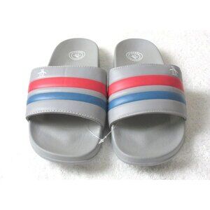 Original Penguin Men's Earle Slide Sandal Grey Red Blue NWT Classic Ships Free